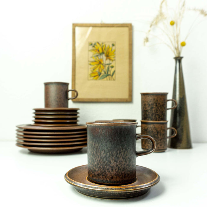 12 x TRIO of 1960s ARABIA RUSKA Finland coffee set cup + saucer + plate, Design Ulla Procope
