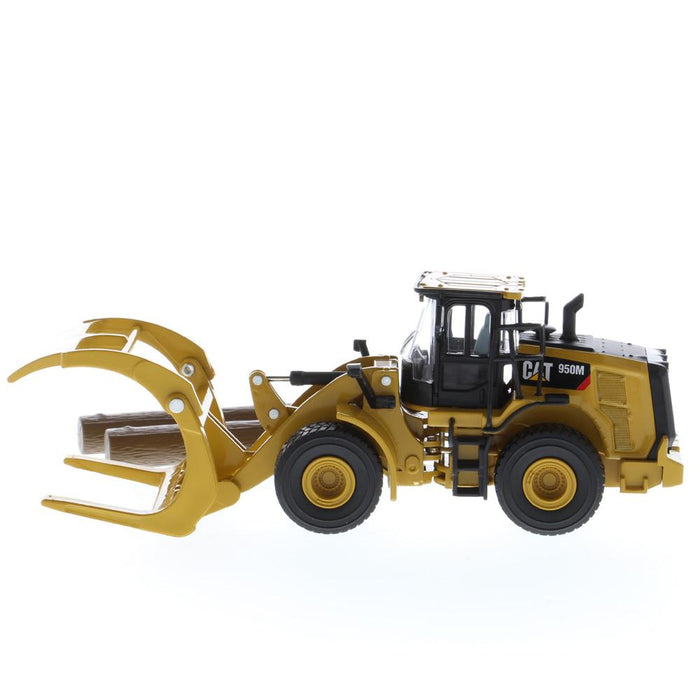 1:64 Cat 950M Wheel Loader with Log Fork + Bucket Attachment (Comes with 2 Log Poles), Metal Construction Series, 85635