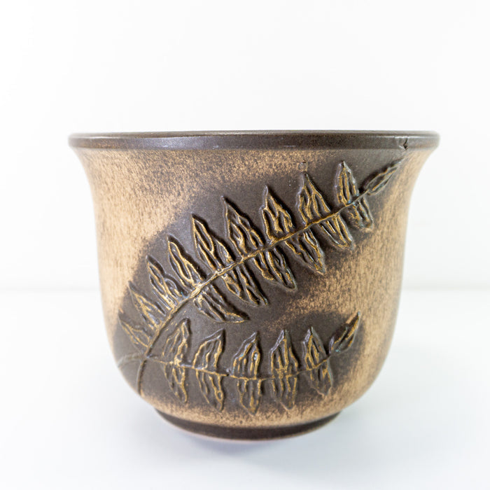 1960s midcentury beige brown CERAMIC PLANTER POT 021/16 Westgerman Pottery