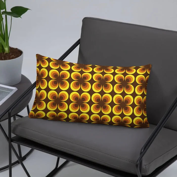 1960s RETRO THROW PILLOW Midcentury Style Orange Brown Yellow Home Decor - retro pillow