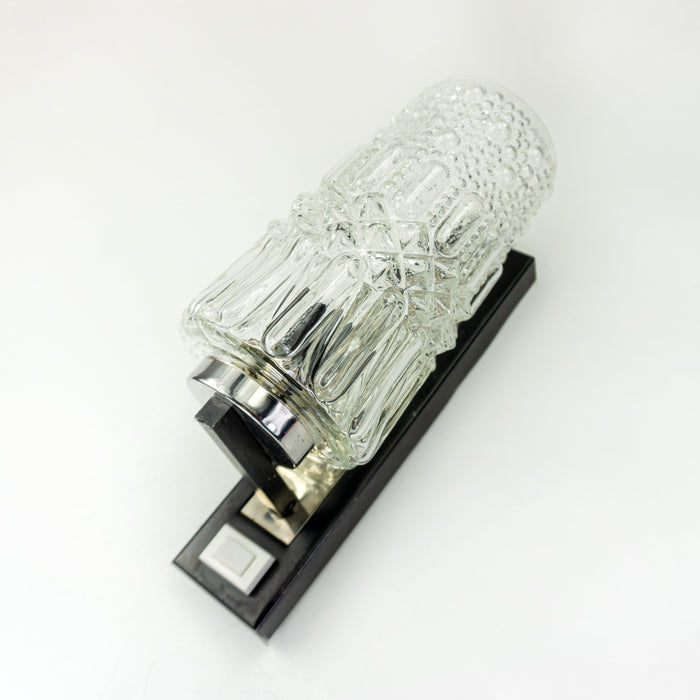 1970s Black metal BUBBLE GLASS SCONCE vintage lamp