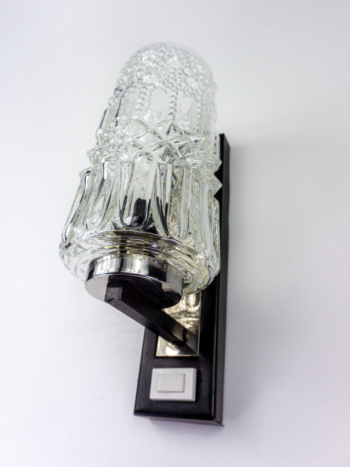 1970s Black metal BUBBLE GLASS SCONCE vintage lamp