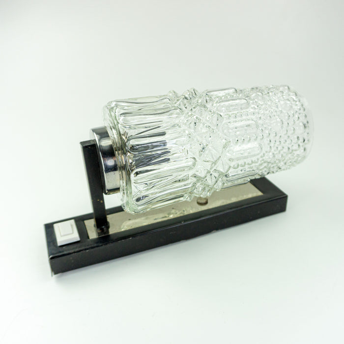 1970s Black metal BUBBLE GLASS SCONCE vintage lamp