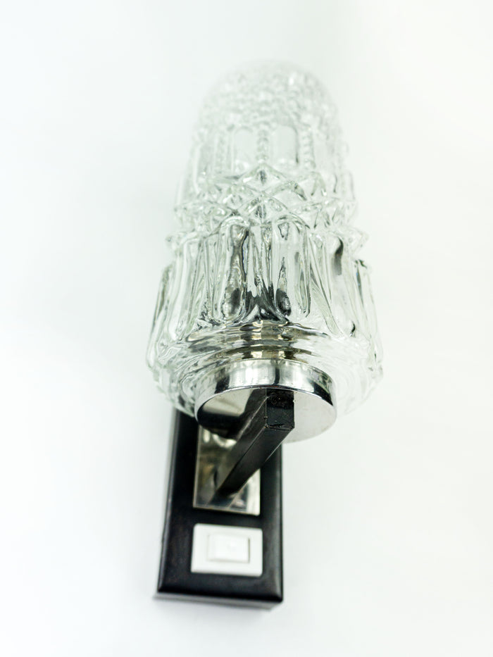 1970s Black metal BUBBLE GLASS SCONCE vintage lamp