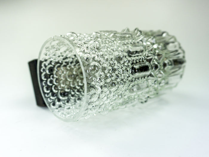 1970s Black metal BUBBLE GLASS SCONCE vintage lamp