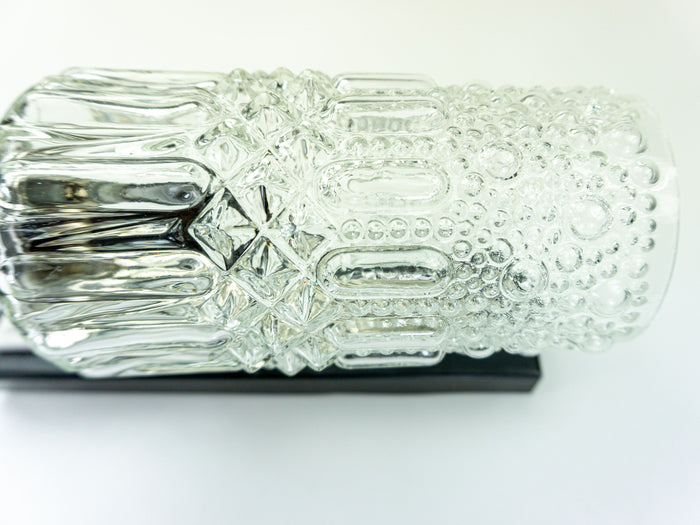 1970s Black metal BUBBLE GLASS SCONCE vintage lamp