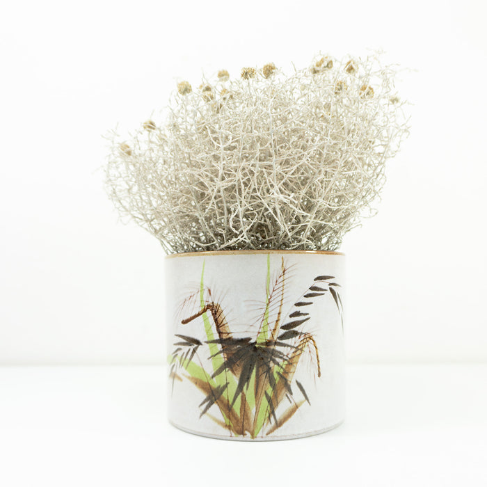 1970s CERAMIC PLANTER by MAREI Westgerman pottery, handpainted brown beige white