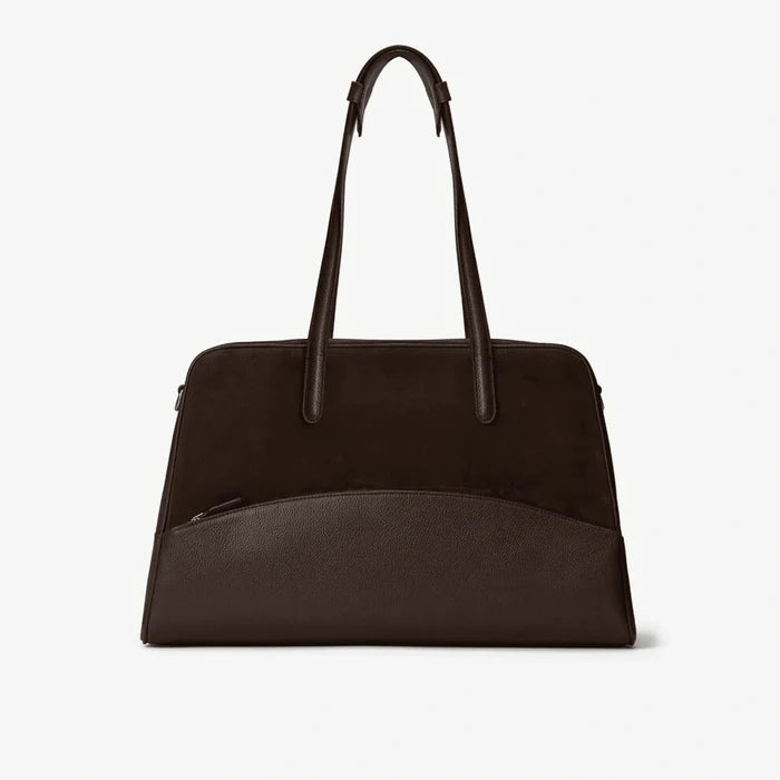 24-Hour Work & Travel Bag – 17" Laptop Leather Briefcase with Luggage Strap