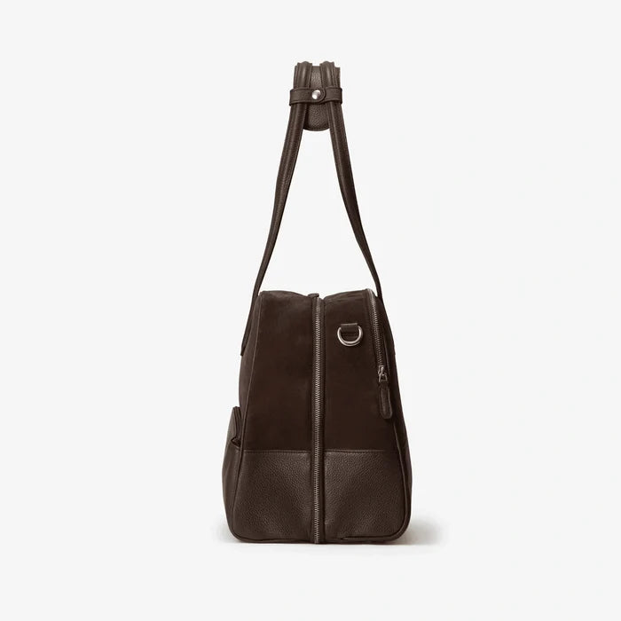 24-Hour Work & Travel Bag – 17" Laptop Leather Briefcase with Luggage Strap
