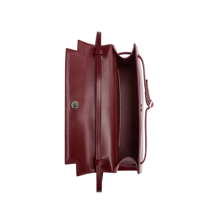 3-Way Baguette Bag – Maroon Nappa Calf Leather
