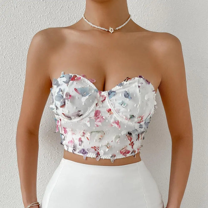 3D Butterfly Strapless Corset Top fashionnsio