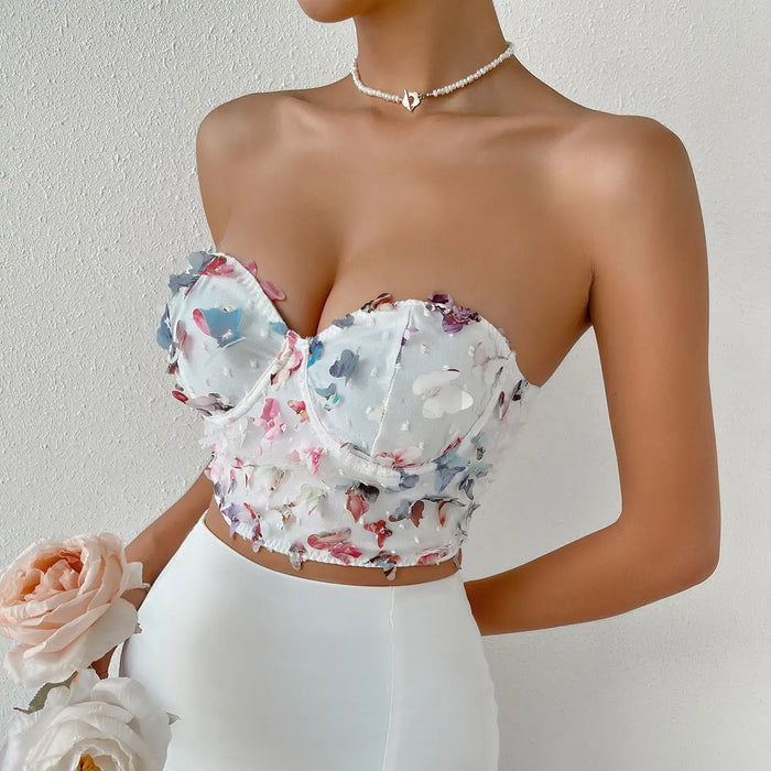 3D Butterfly Strapless Corset Top fashionnsio