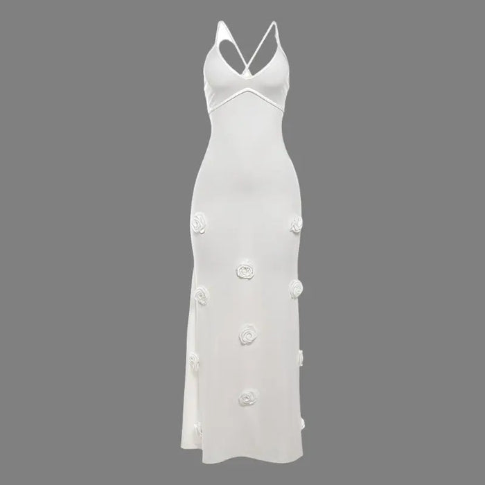 3d Floral Knitted Backless Long fashionnsio