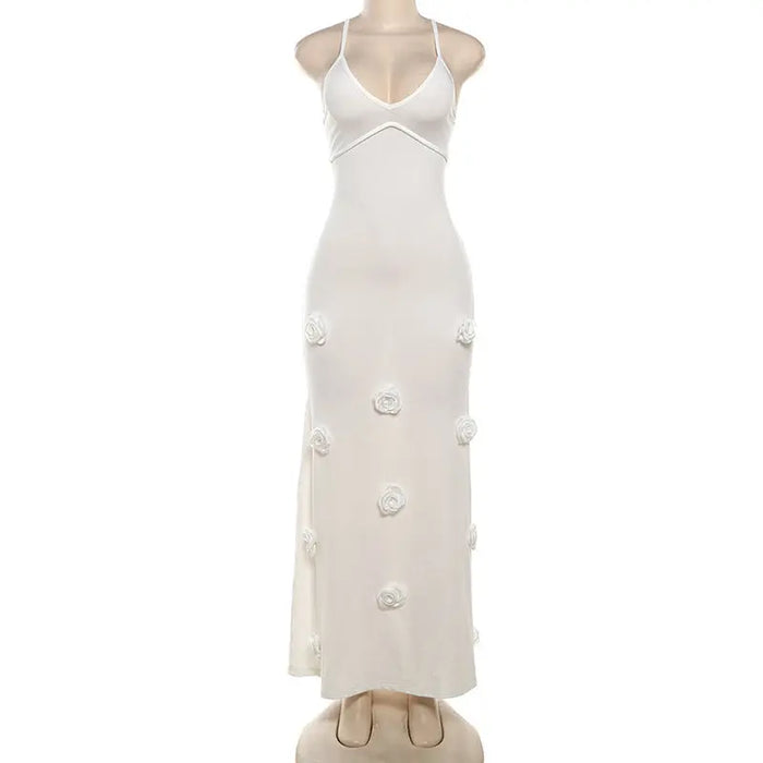 3d Floral Knitted Backless Long fashionnsio