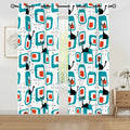 50s Atomic Cat Mid Grommet Blackout Curtains: Midcentury Modern Panel Set - 50’’x84’’x2pcs - retro curtains