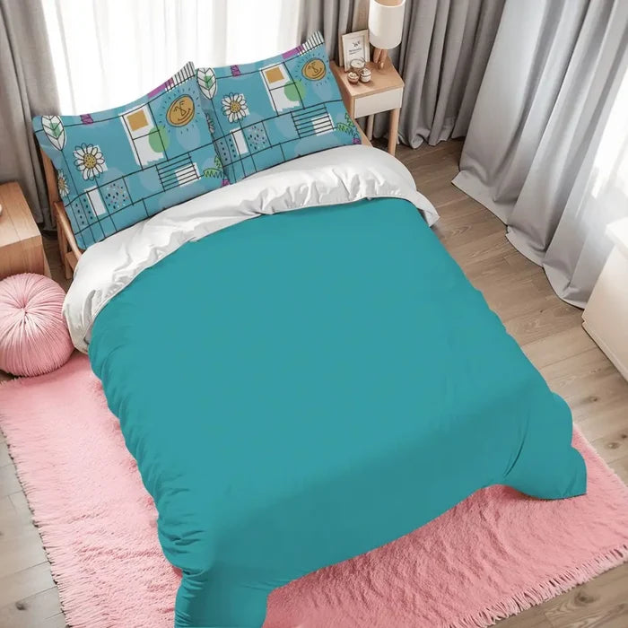 50s Pattern 3 pcs Duvet Cover Set Set: Retro Midcentury Bedding - retro bedding