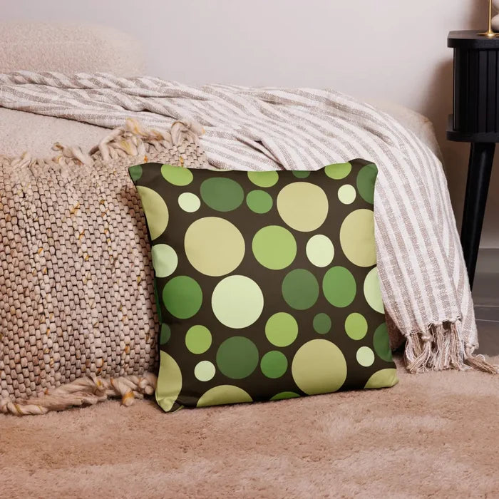 60s 70s RETRO POLKA DOTS Pillow Midcentury Design Brown Green Beige White - retro pillow
