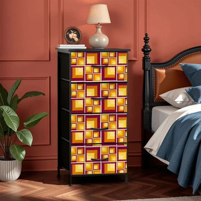60s Atomic Retro Dresser: Midcentury Modern Steel Frame Fabric Storage Cabinet - One Size - retro dresser
