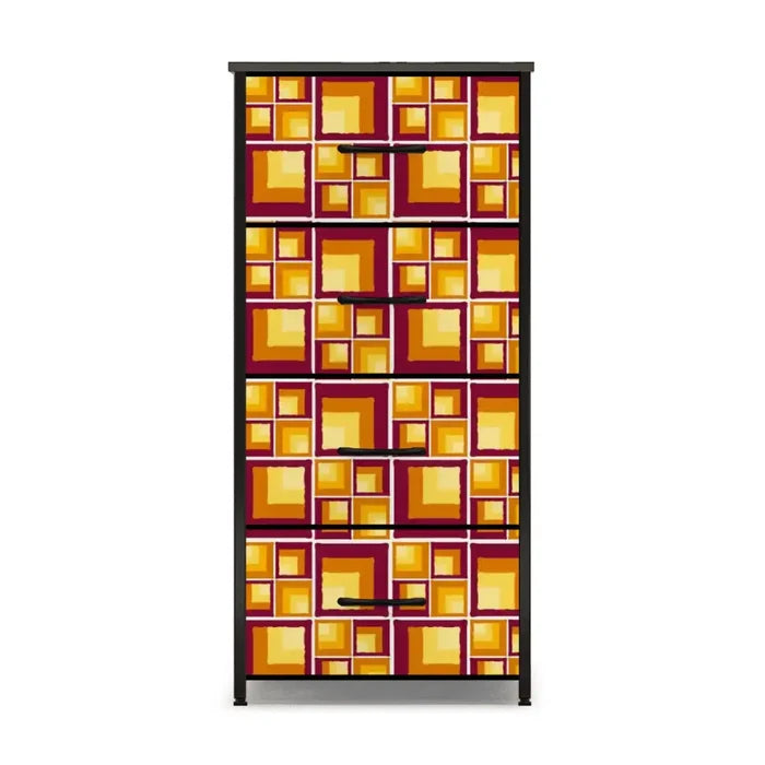 60s Atomic Retro Dresser: Midcentury Modern Steel Frame Fabric Storage Cabinet - One Size - retro dresser