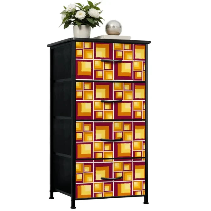 60s Atomic Retro Dresser: Midcentury Modern Steel Frame Fabric Storage Cabinet - One Size - retro dresser