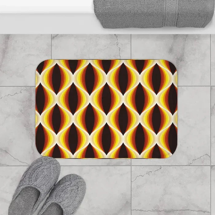 60s Honeycomb Pattern Bathroom Mat | Mid Century Retro Decor - retro bathroom
