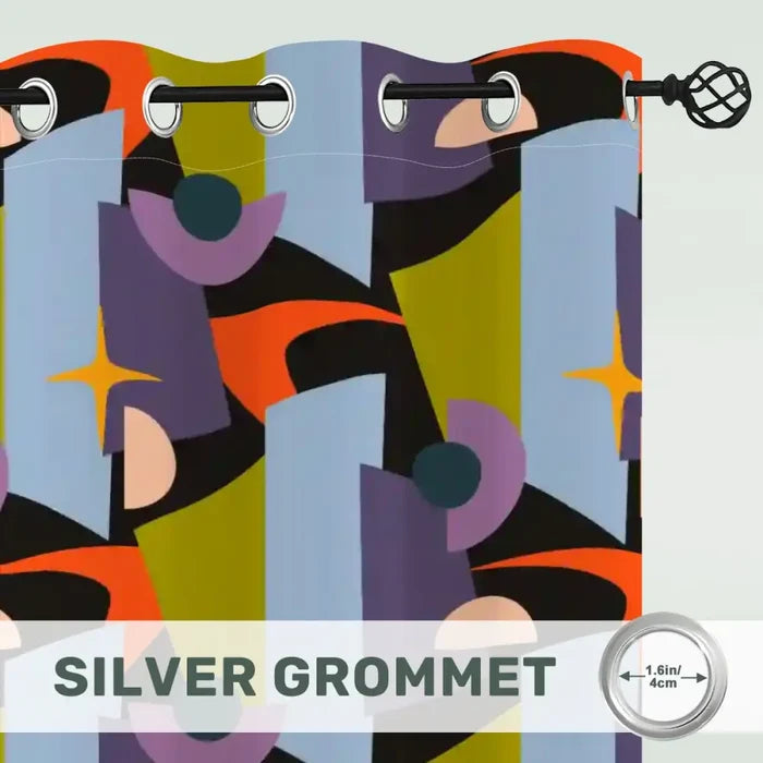 60s Retro Design Grommet Curtains: Midcentury Modern Blackout Panels - retro curtains