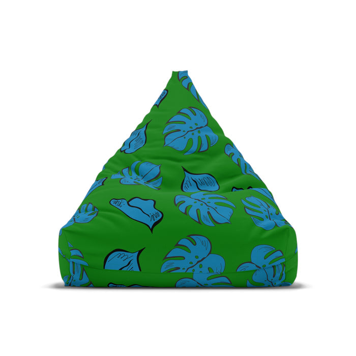 60s Retro Monstera Leaf Bean Bag Chair Cover - Blue Green Midcentury Decor, 2 sizes