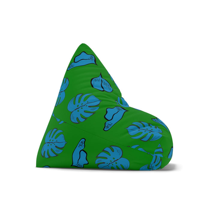 60s Retro Monstera Leaf Bean Bag Chair Cover - Blue Green Midcentury Decor, 2 sizes