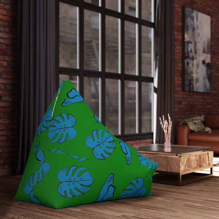 60s Retro Monstera Leaf Bean Bag Chair Cover - Blue Green Midcentury Decor, 2 sizes