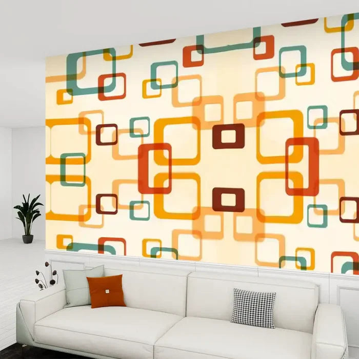 60s Retro Removable Wallpaper – Mid Century Modern Peel & Stick - 144’’x100’’ - retro wallpaper