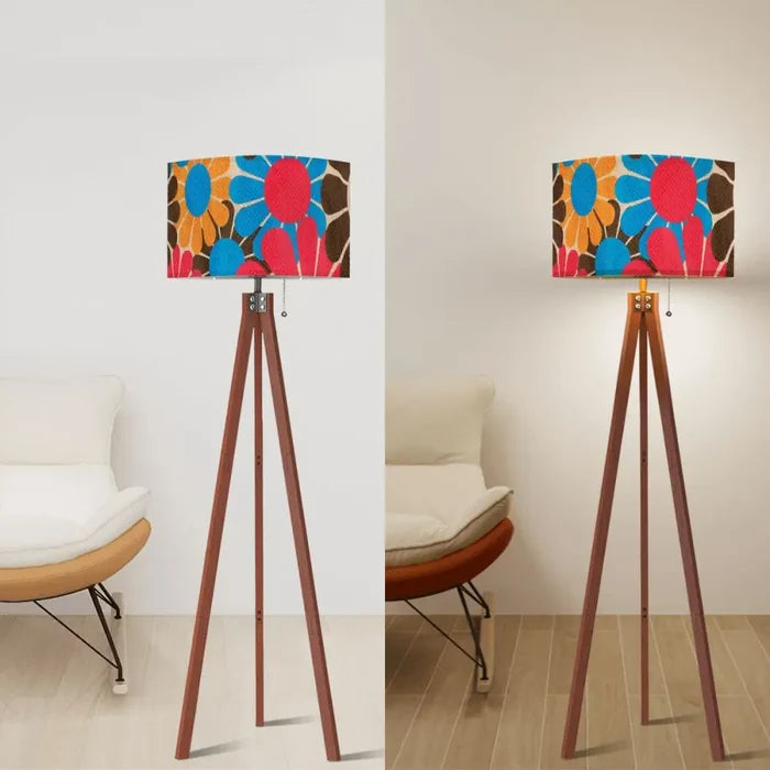70s Flower Power Retro Tripod Floor Lamp - Scandi Style Midcentury - retro floor lamps