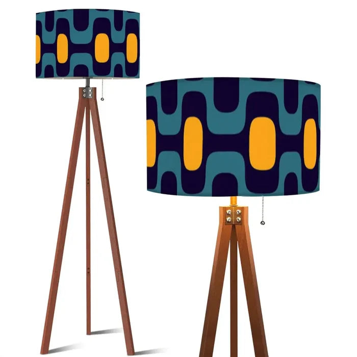 70s Retro Blackout Curtains: Blue Orange Scandi Midcentury Modern Panels - retro curtains