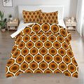 70s Retro Comforter Set Peacock Pattern: Queen Size Orange Brown Vanilla - One Size - retro bedding