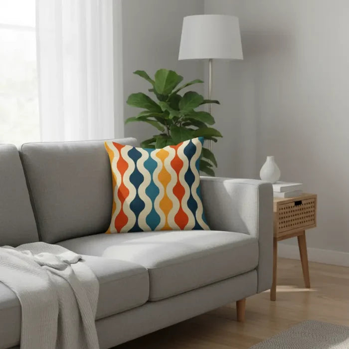 70s Retro Midcentury Pillow Cover – Soft Cotton Blend Sofa Cushion - retro pillow