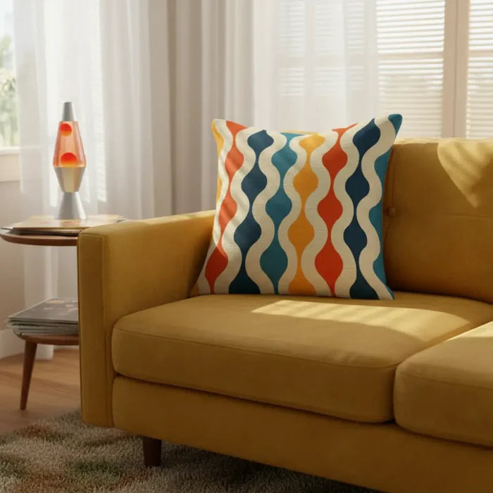 70s Retro Midcentury Pillow Cover – Soft Cotton Blend Sofa Cushion - retro pillow