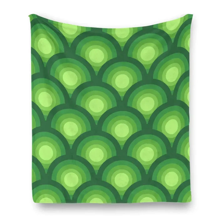 70s Retro Peacock Eye Flannel Throw – Mid Century Modern Bed Blanket - retro blankets