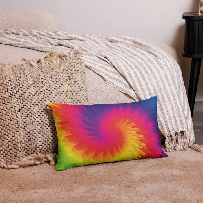 70s RETRO RAINBOW Tie-Dye Premium PILLOW Bohemian Hippie Psychedelic Decor - retro pillow