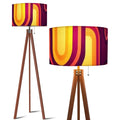 70s Retro Tripod Floor Lamp: Orange Burgundy Linen Shade Smart LED - US Plug - retro floor lamps
