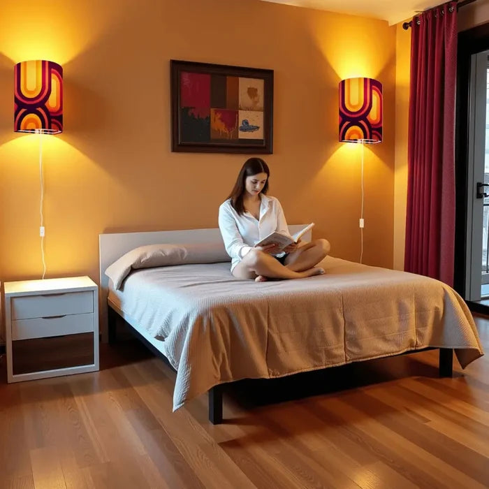 70s Retro Wall Sconces Set – Smart LED Orange Brown - retro wall sconces