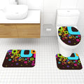 70s Style Bathroom Mat Set | Retro Midcentury 3-Piece Rugs Geometric Rainbow Colors Black - One Size - retro bathroom