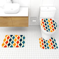 70s Style Bathroom Mat Set | Retro Midcentury 3-Piece Rugs Multicolor Waves - One Size - retro bathroom