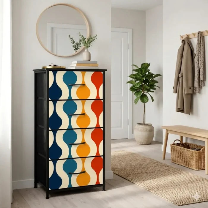 70s Style Bathroom Mat Set | Retro Midcentury 3-Piece Rugs Multicolor Waves - One Size - retro bathroom