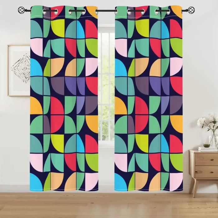 Abstract 60s Blackout Curtains: Vibrant Retro Midcentury Drapes - 50’’x84’’x2pcs - retro curtains