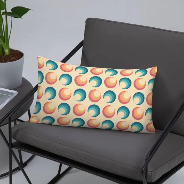 ABSTRACT 60s RETRO PILLOW Blue Orange Beige Circles Midcentury Style Home Decor - retro pillow