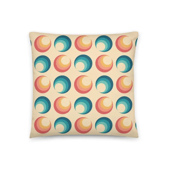 ABSTRACT 60s RETRO PILLOW Blue Orange Beige Circles Midcentury Style Home Decor - retro pillow