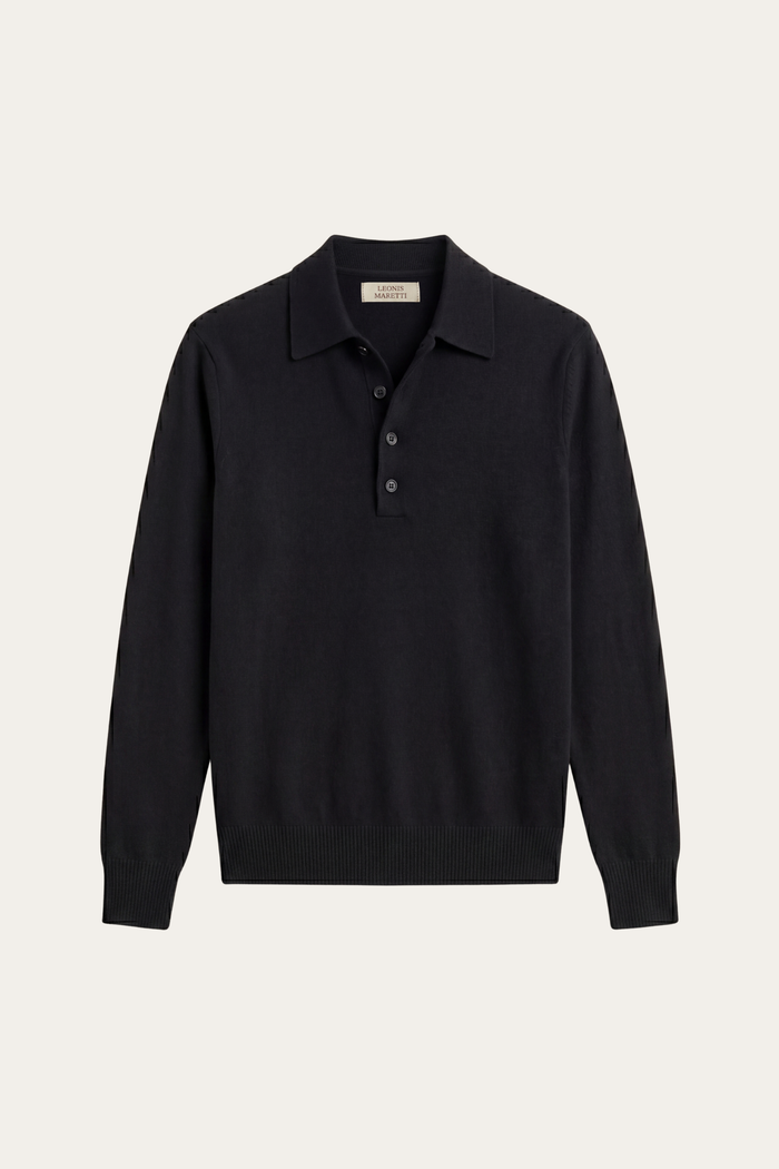 Alessandro Merino Polo Knit Black