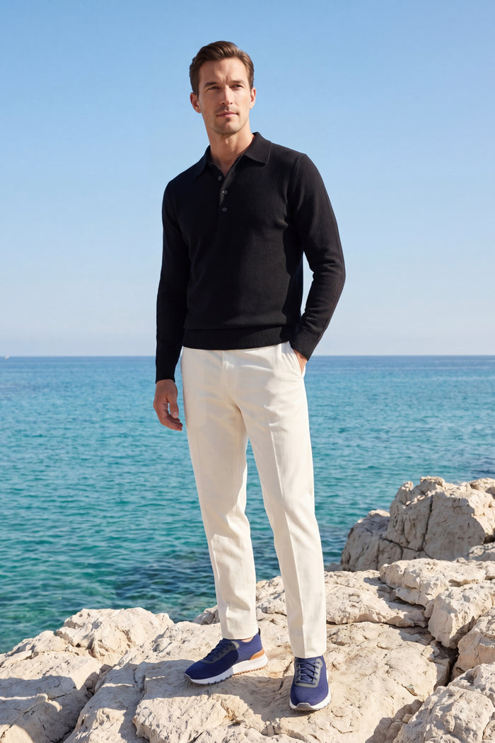 Alessandro Merino Polo Knit Black
