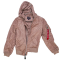 Alpha Industries Pink Women's MA-1 Flight Jacket with Hood - Small - Army & Outdoors - Flight Jackets