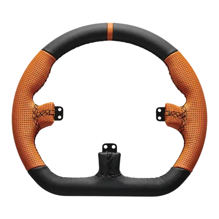 Asetek SimSports closed D orange leather rim - Sim Race Webshop B.V.