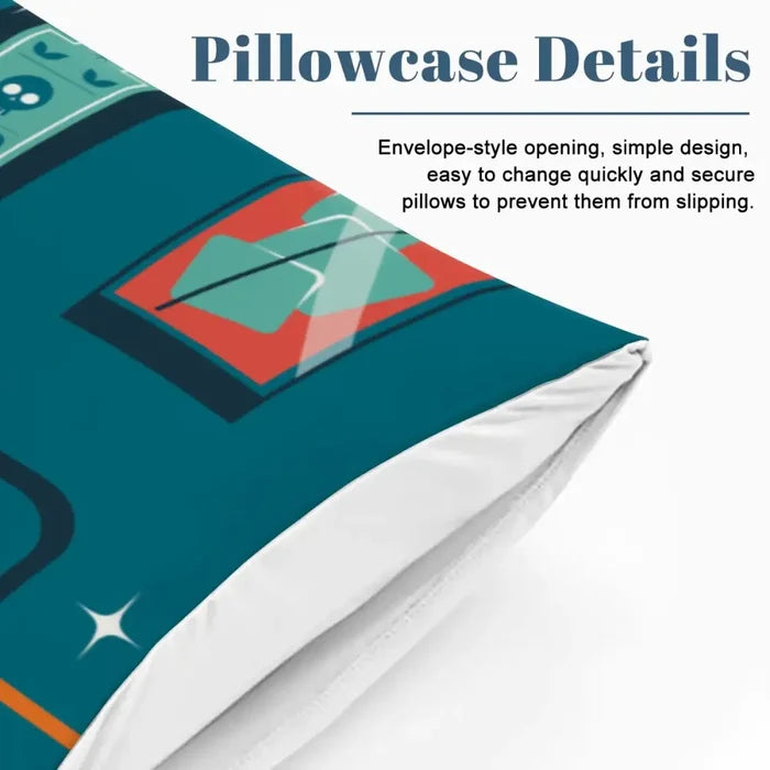 Atomic 60s Retro Full Duvet Cover Set - Teal Mid Century Bedding - retro bedding